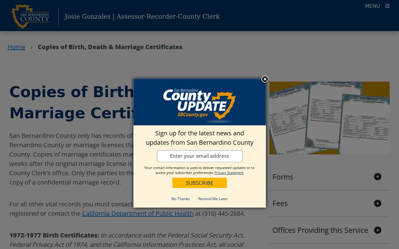 Highland people search vital records certificate ordering page