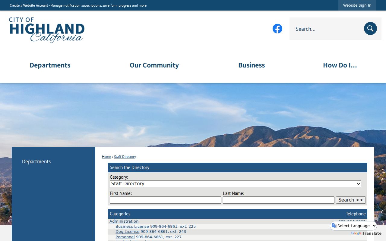 Highland people directories city staff search