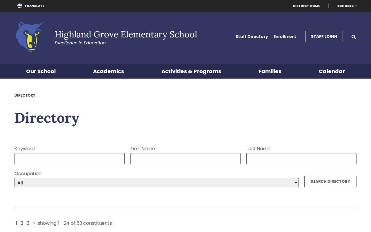 Highland people directories Highland Grove school staff