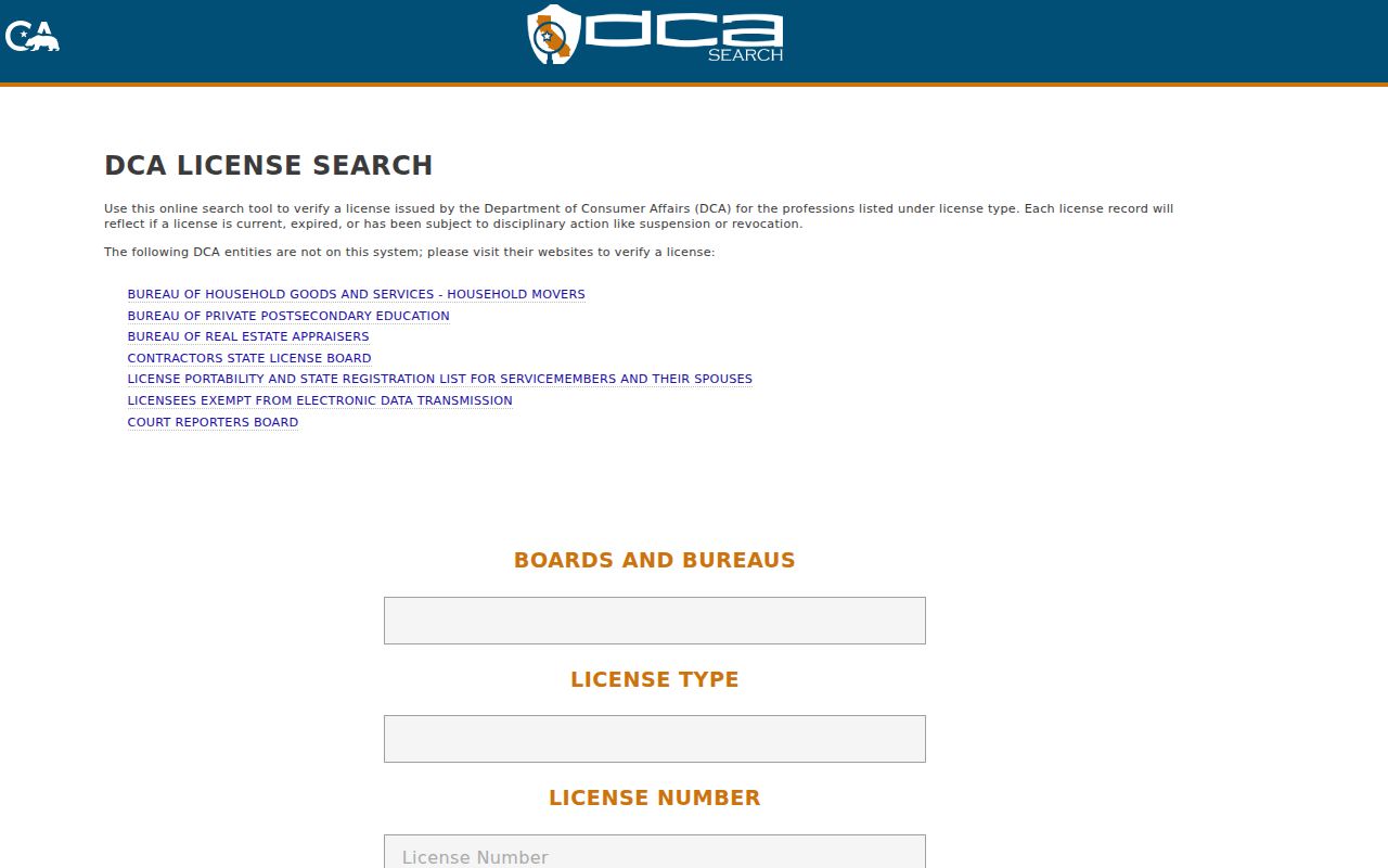 Highland records California professional license search