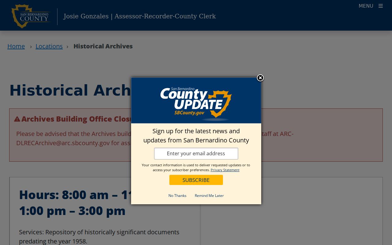 Highland records San Bernardino County Historical Archives