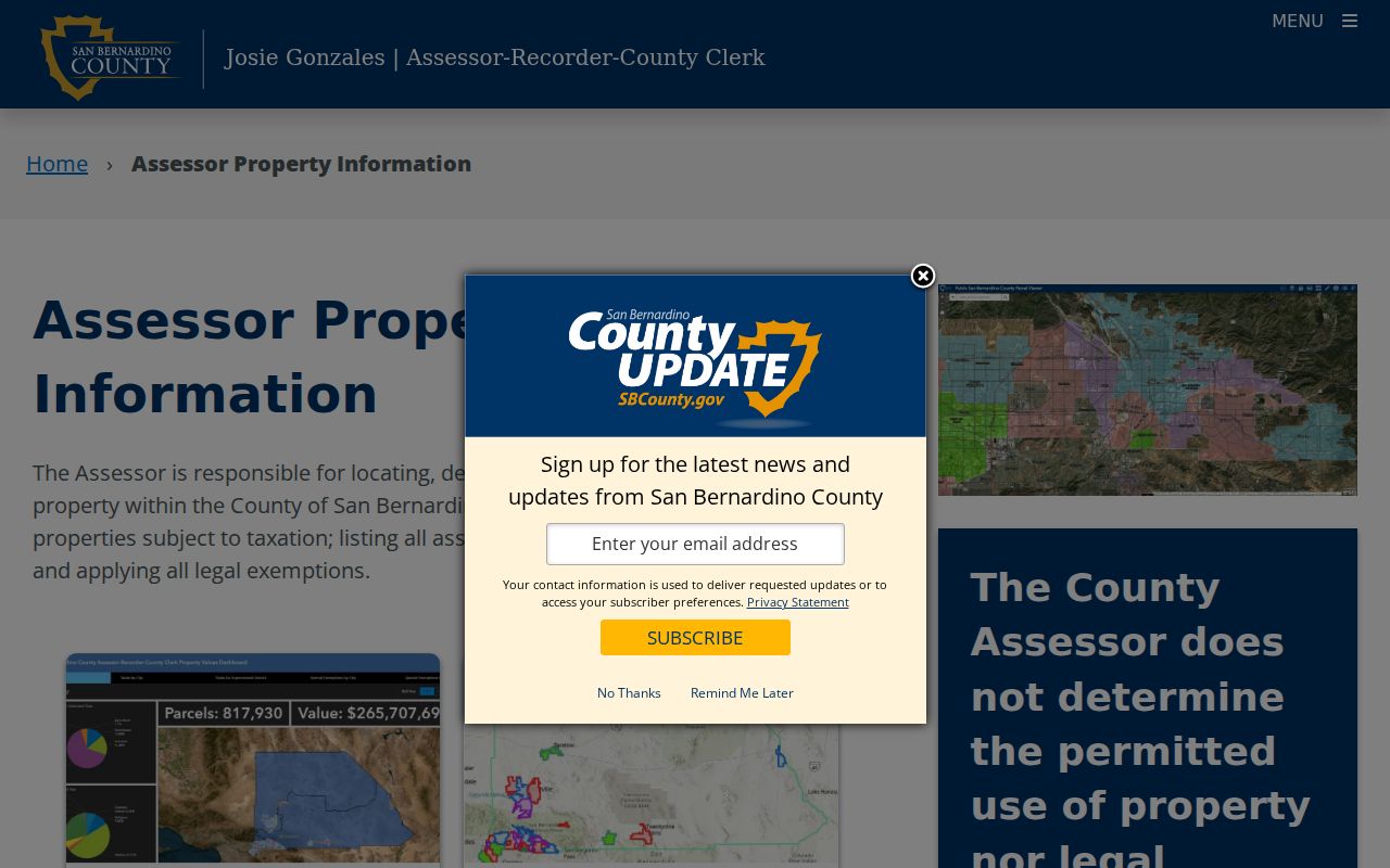 Highland records Assessor property information page